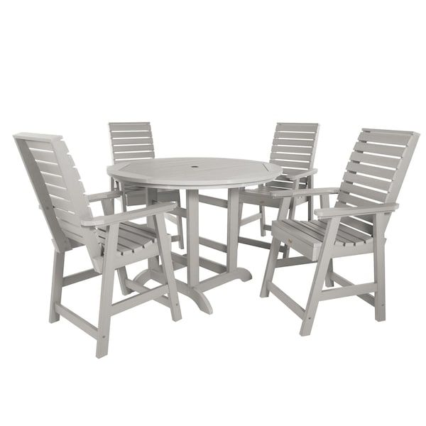 Highwood Usa Weatherly 5pc Round Counter Height Outdoor Patio Furniture Dining Set AD-CNW48-HGR - main